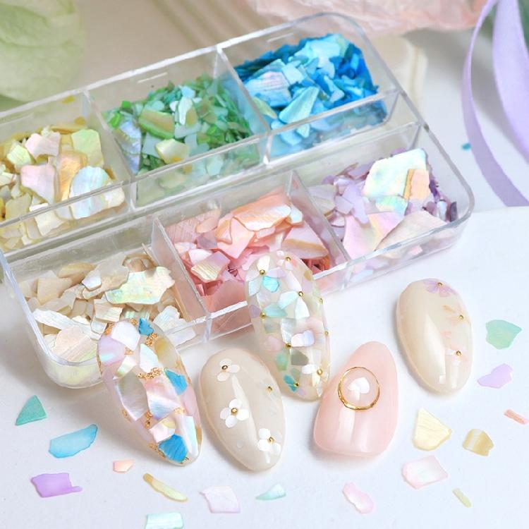 Natural Friendly Shell Nail Art Pieces 6 Color Options Waterproof Glitterings Texture Long Wear Manicure Accessories For Women Girls