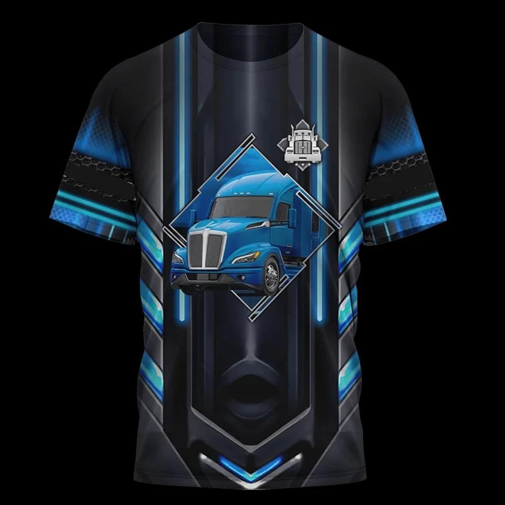 

Мужская уличная футболка с коротким рукавом и круглым вырезом, с механическим узором грузовика, 3D цифровая печать 6XL