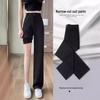 Women's High-Waisted Black Wide-Leg Summer Pants 2024 - Casual, Draped, Mopping Style