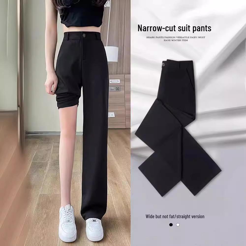 Damen Sommerhose mit hohem Bund, weitem Bein, schwarz 2024 - Lässig, drapiert, Mopping-Stil