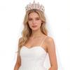 Wedding Decoration White Pearl Letter Crown Shiny Bride Tiara Zinc Zinc Alloy Rhinestone Headband  Wife Gift