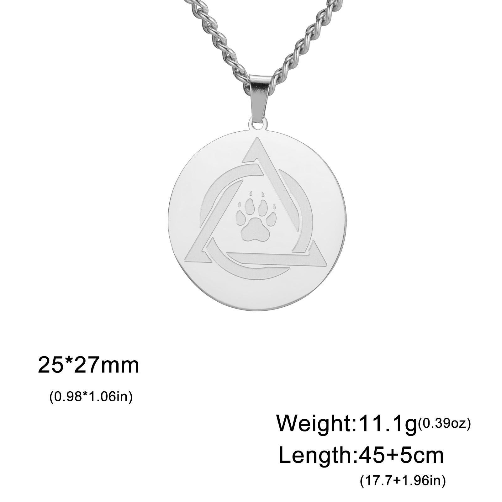 

Teamer Therian Wolf Claw Round Pendant Necklace for Men Women Stainless Steel 3MM Chain Necklace Animal Connection Punk Jewelry 45-50cm