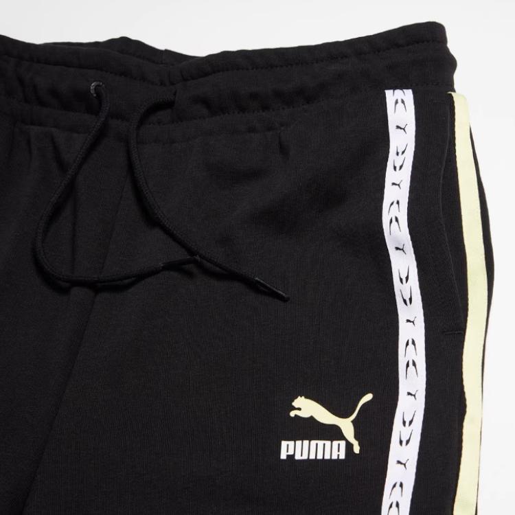 Puma Logo Pattern Side Stripe Elastic Waist Mid Rise Casual Pants Women bottoms Black 536653-01