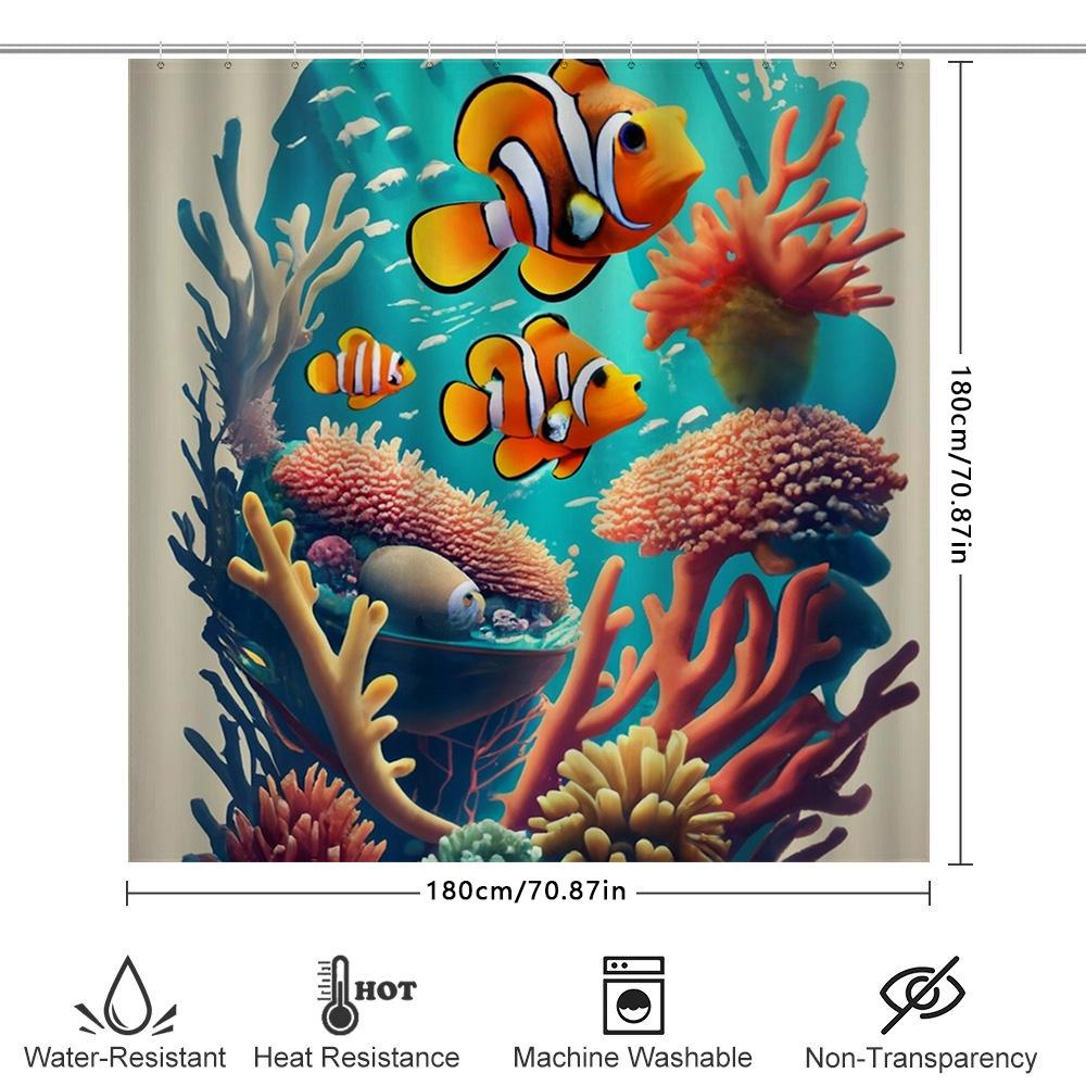 3D tištěný koupelnový sprchový závěs s potiskem ryb, korálů a akvária, voděodolná tkanina, dekorativní domácí vana, podšívka, doplňky v Ki