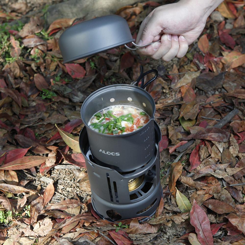 Outdoor-Spirituskocher Campingkocher Edelstahl Aluminiumlegierung Kochgeschirr Kochstelle Picknick Kochen Wandern Grillen Reise Werkzeuge