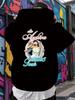 Apliva 2025 Tour Hoodie - Black Casual Graphic Print Pullover with Pink Accents
