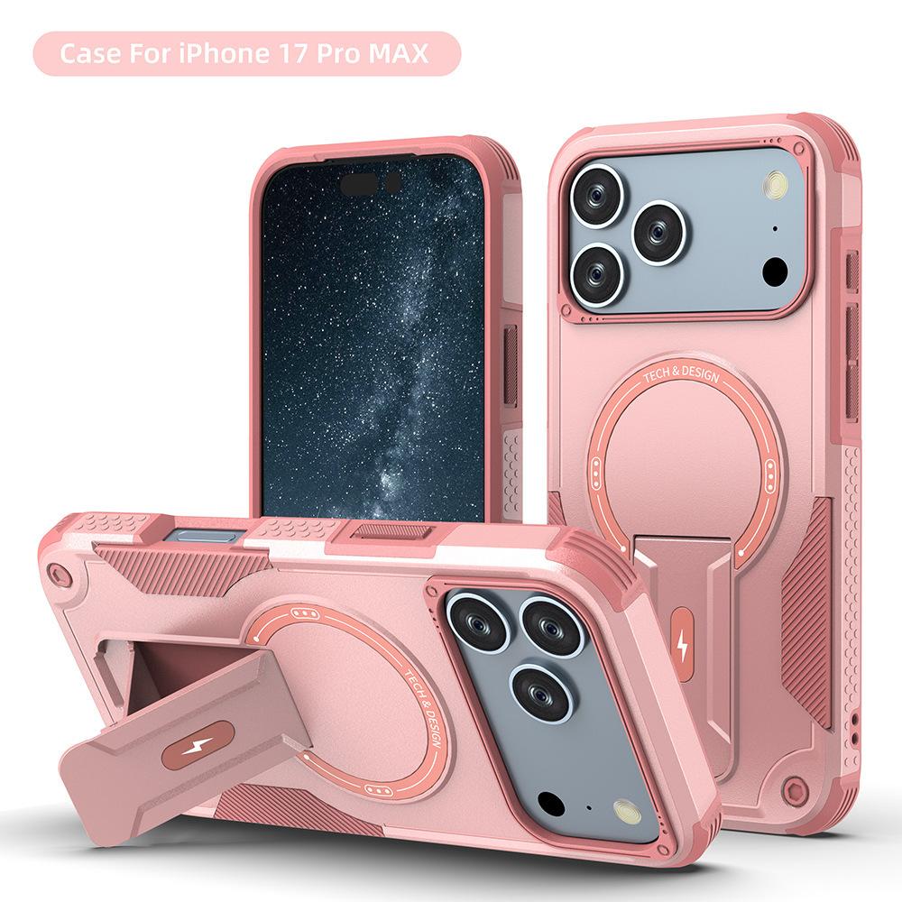 Armour Invisible Bracket Magsafe Case For iPhone 17 Pro Max Magnetic Wireless Charge Stand Holder Coque For iPhone 17 Pro Cover