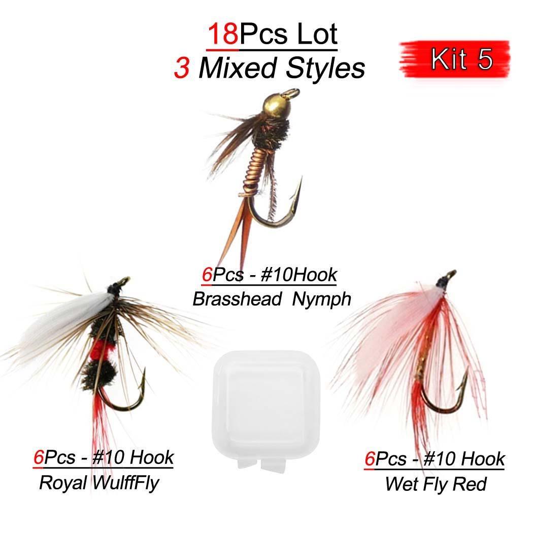 

15/18 шт., насекомые, мухи, приманки для рыбалки нахлыстом, приманка для мокрой/сухой мухи, форель, приманка для искусственных насекомых Kite5-18Pcs/3 Mixed Styles