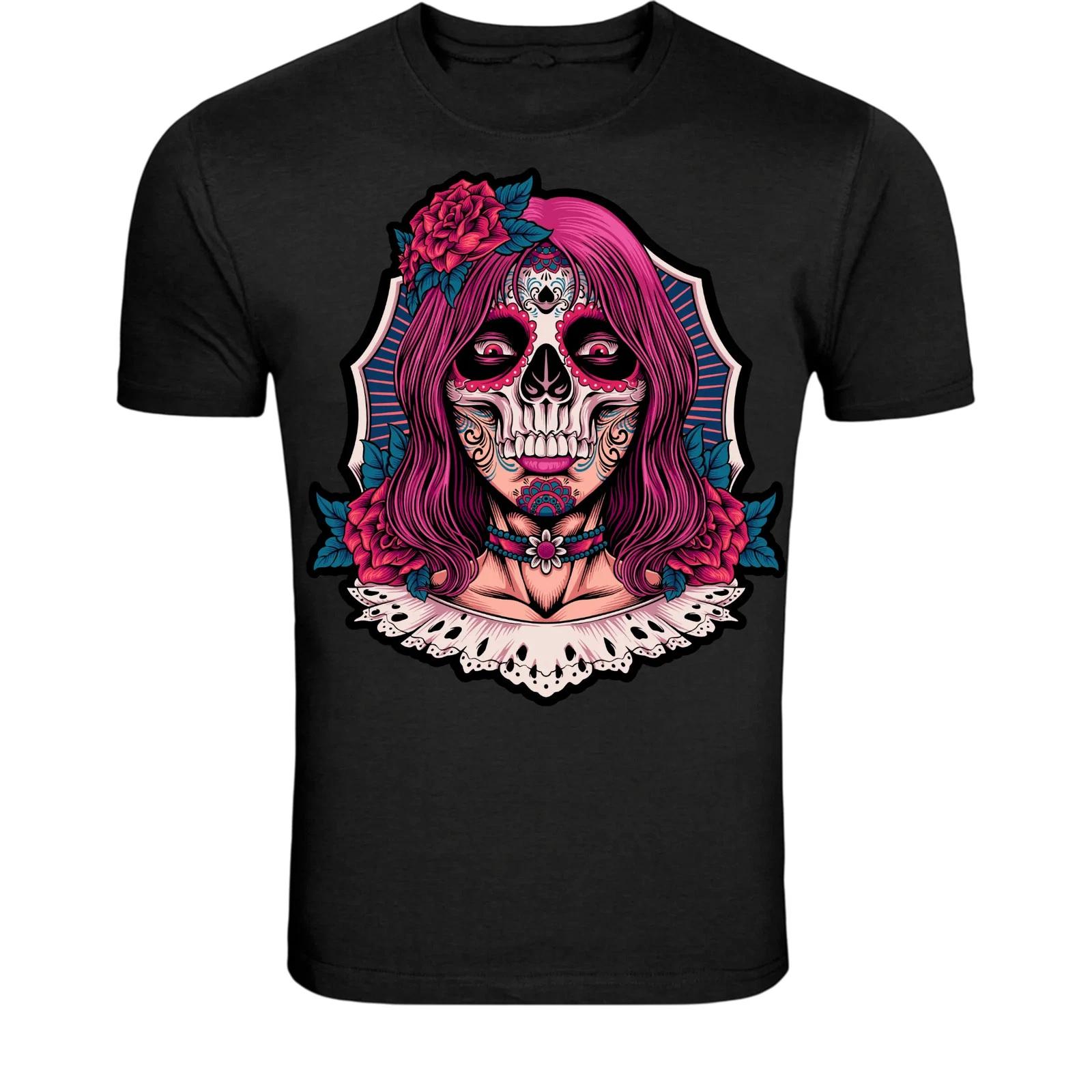 Sugar Skull Girl T-Shirt - Dia De Los Muertos Woman Graphic Tee 3XL