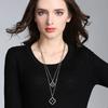 JMXD Black Clover Sweater Necklace Long Elegant Celestial Pendant Chain Women Dainty Minimalist Jewelry Gift for Her