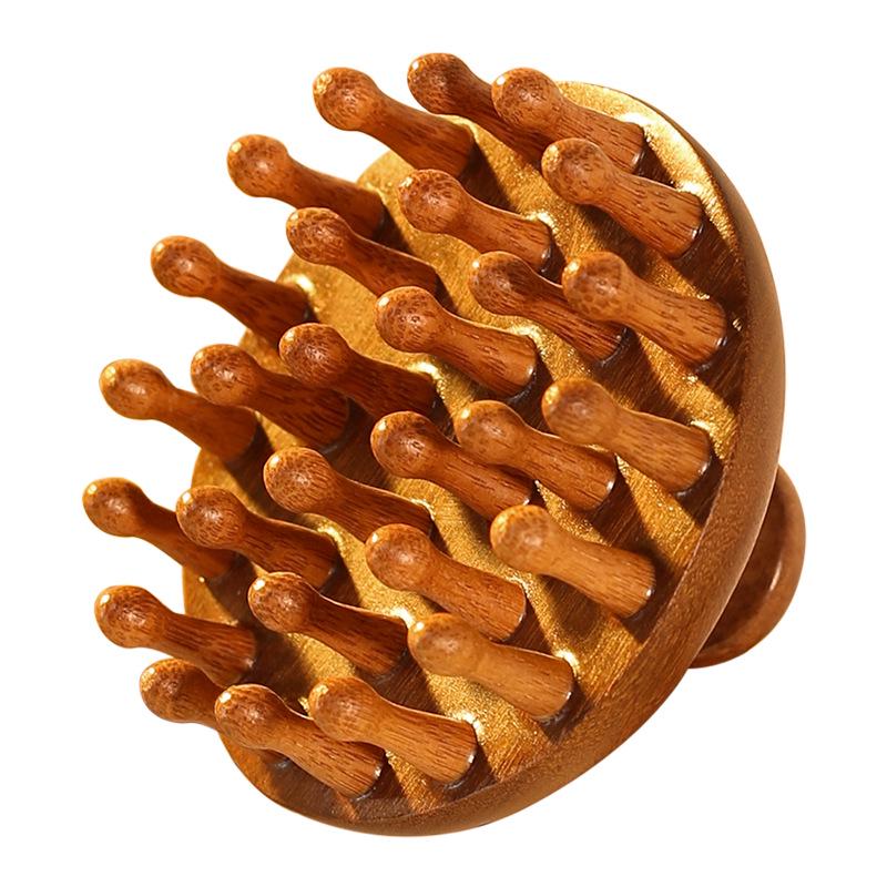 Sandalwood Round Disc Scalp Massage Comb for Hair Nourishing and Follicle Health
