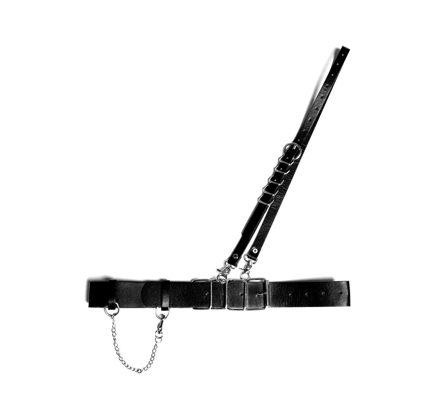 

Techwear Style Hip Hop Punk Rock Adjustable Pu Leather Belt Shoulder Strap Women Multifunction Leather Waist Chain Y2k Belt чорний