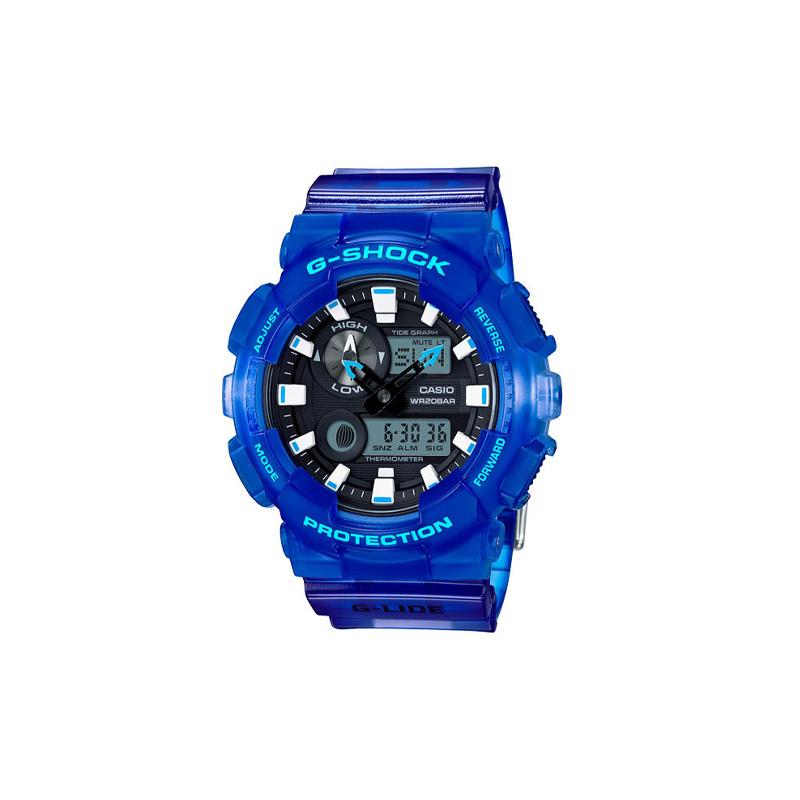 

Casio CASIOG-Shock Series Tidal Moon Phase Shockproof, Antimagnetic and Waterproof Sports Watch Jelly Translucent Blue Quartz Movement GAX-100MSA-2A синій