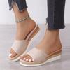 Summer new plaid women's sandals wedge heel 35-42 large size open-toed women's slippers, women's shoes