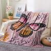 Flower Butterfly  Print Flannel Blanket, High quality Comfortable for All Seasons, Home Decor, Warmth and Comfort