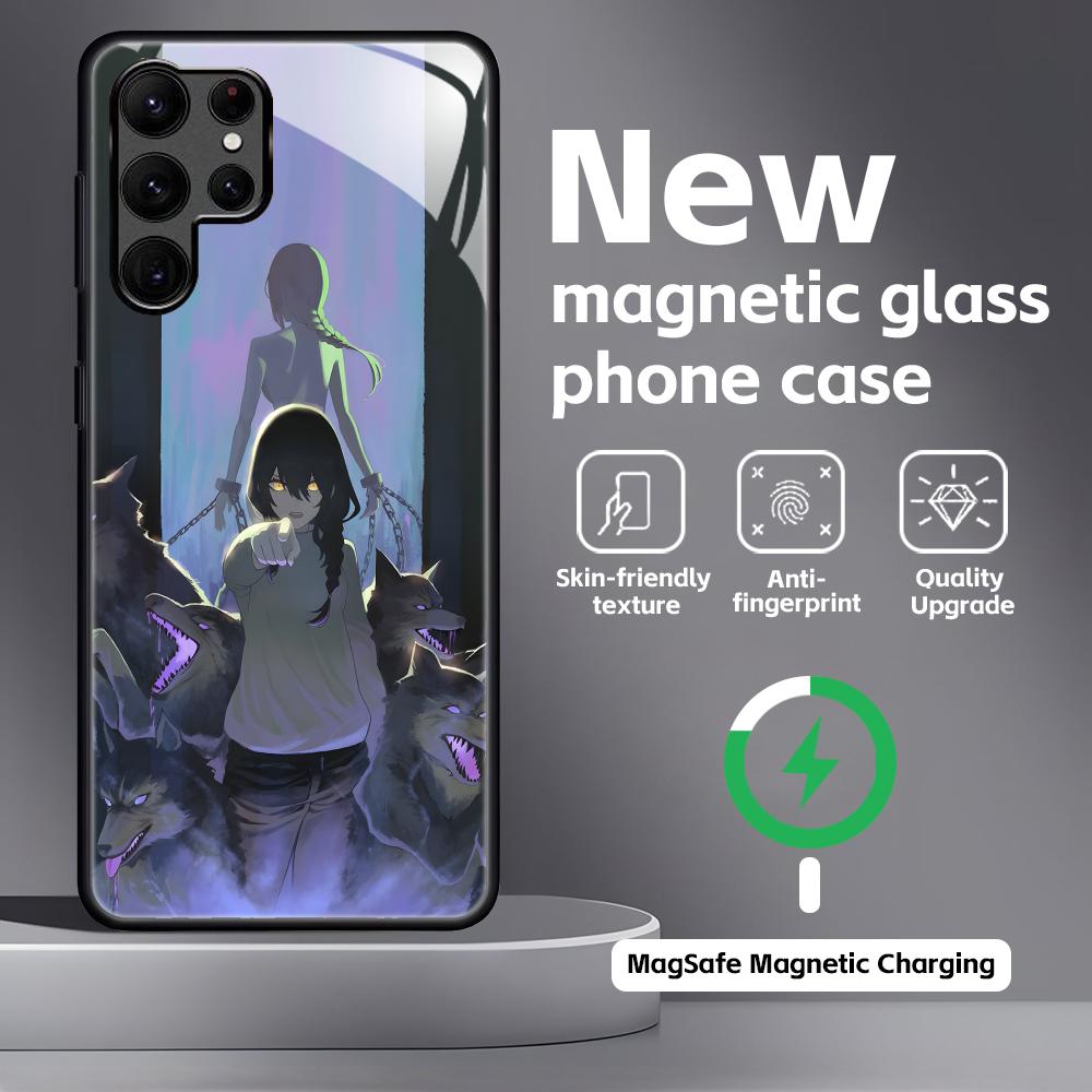 Anime Chainsaw Man  Phone Case For Samsung S25 S24 S23 S22 S21 S20 Plus Ultra Note20 Glass Magnetic Case