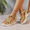Mode 2025 Damen Sandalen Offene Zehen Keilabsatz Flacher Absatz Sommer Kleidsandalen Damen Lässig Bequem Übergröße Modeschuhe Damen