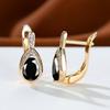Popular Champagne Jinbao Blue Diamond Angel's Tears Ear Buckle Women's Niche Design Micro-inlaid Zircon Jewelry
