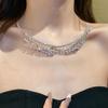 Shining Bridal Tassel Necklaces Crystal Neck Chain Choker Water Drop Rhinestone Jewelry  Women
