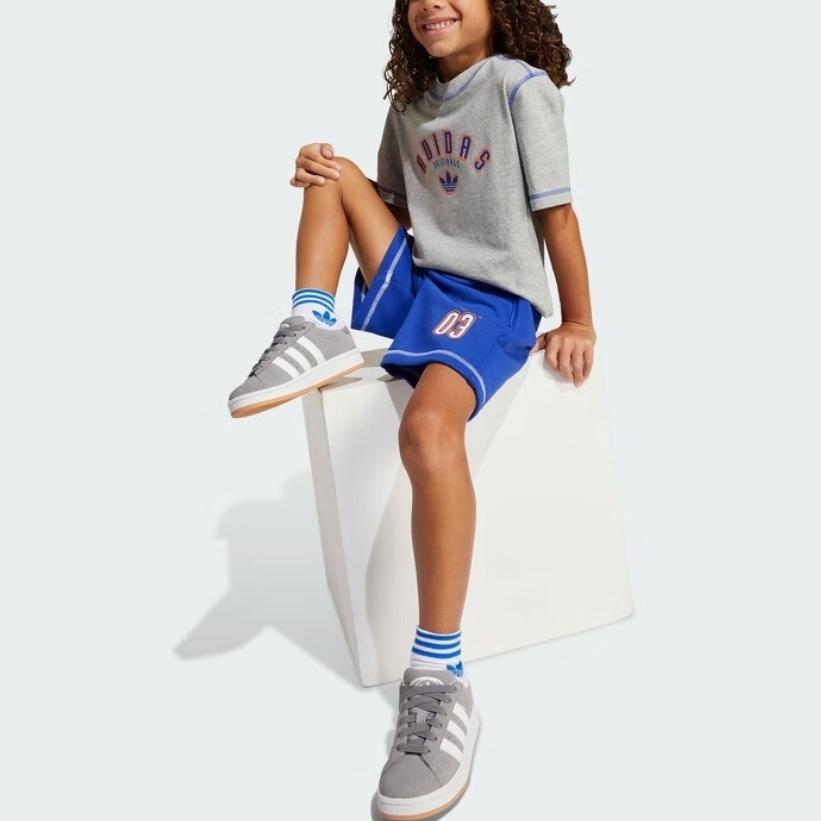 adidas Originals Casual Sportswear 2 Piece Set Medium Heather Gray/Bright Blue Kids' JX5258