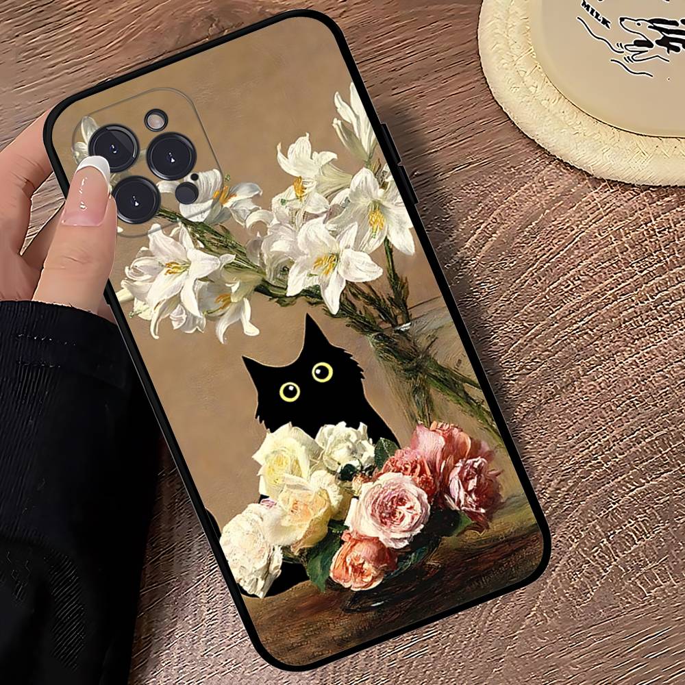 Funny Cats Van Gogh Phone Case For IPhone 16 17 Air 15 14 13 12 11 Pro Max 16E Plus Fundas
