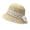 Lace Bow Short Brim Raffia Sunscreen Hat Women'S Hand Knitted Bucket Hat Summer Outing Sunshade Straw Hat