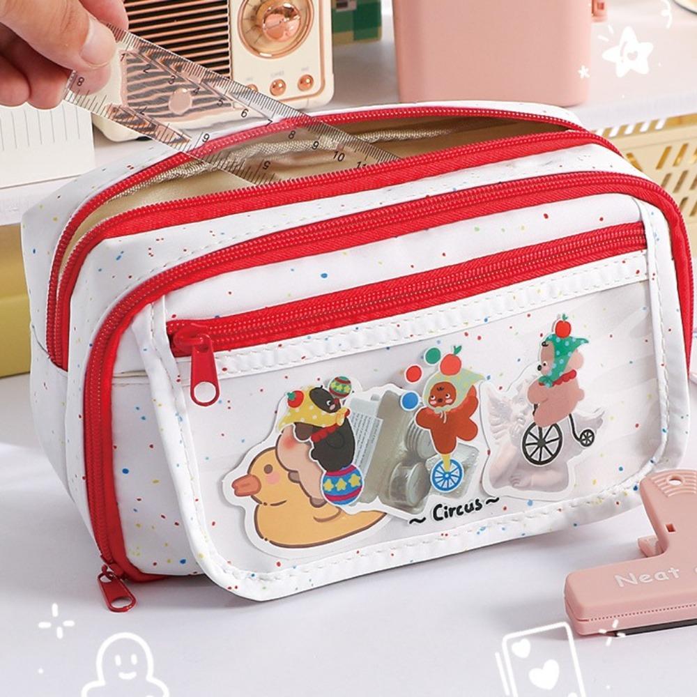 Large Capacity Korean Pencil Bag Animal Bear Dog Stationery Storage Bag  Student