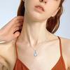 Vintage Scroll Filigree Teardrop Opalescent Stone Pendant Simple Cable Link Chain Women Boho Neck Jewelry