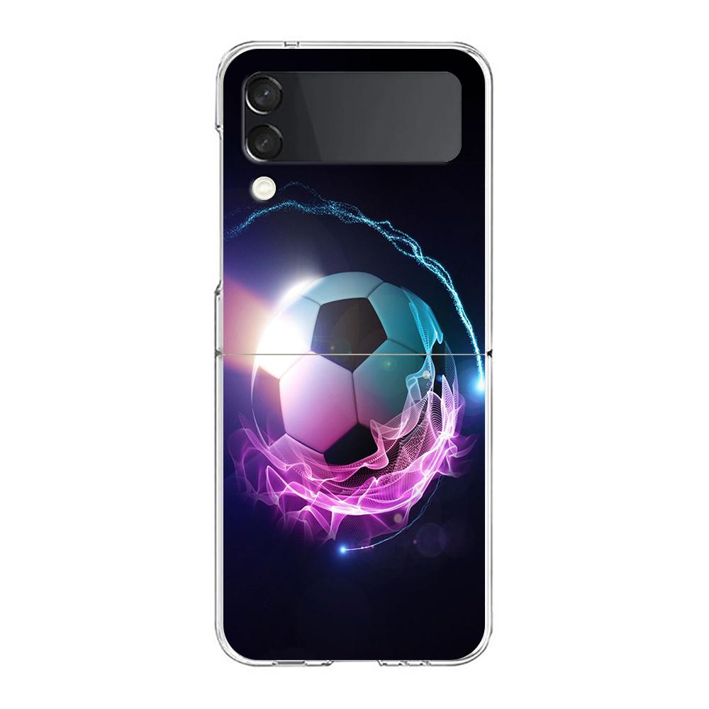 Football Sport Soccer Hard PC Phone Case For Samsung Galaxy Z Flip 4 5 6 Black Cover For Galaxy Z Flip 3 Foldable Shockproof Bag