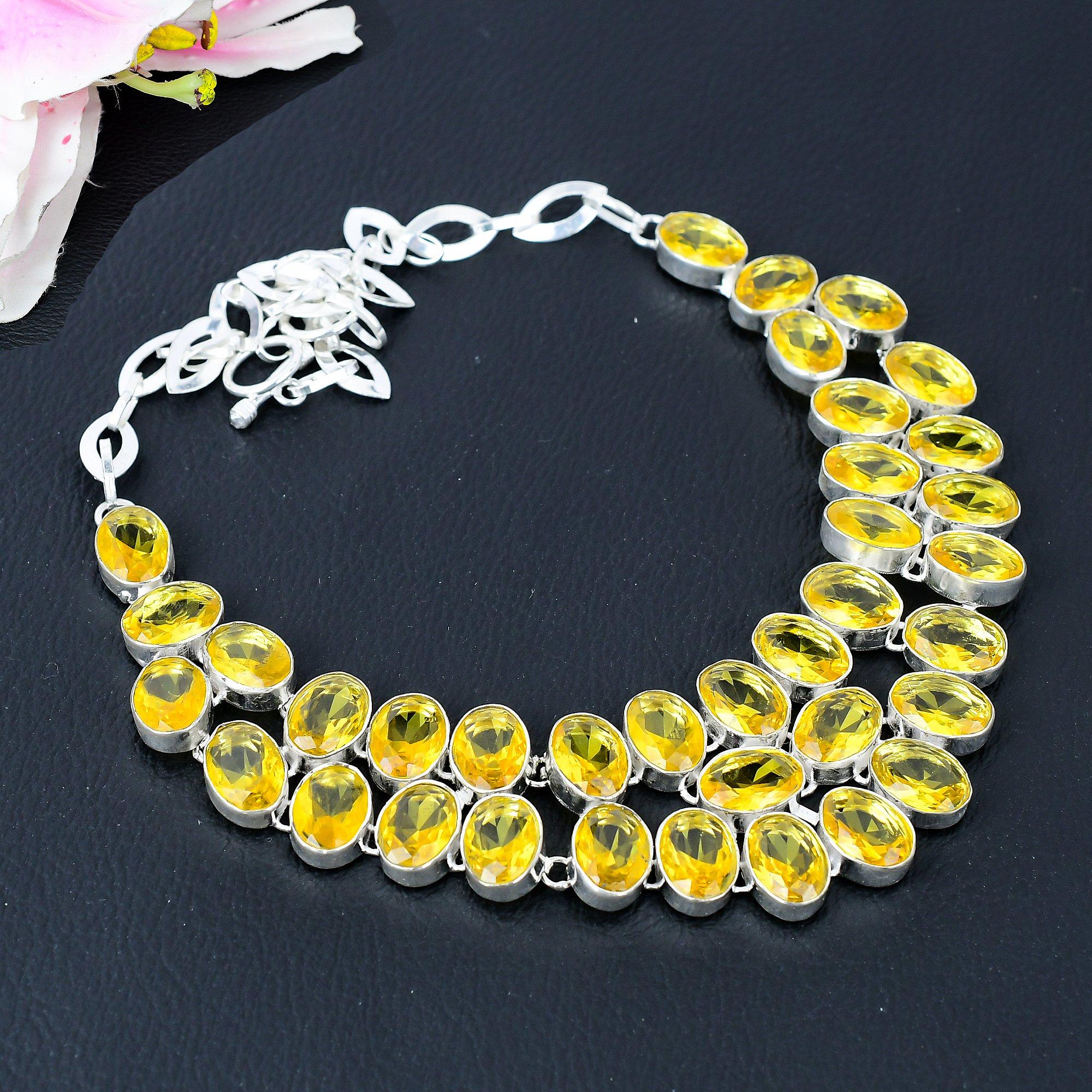 

Citrine Gemstone Handmade 925 Sterling Silver Jewelry Necklace 18 KG-408