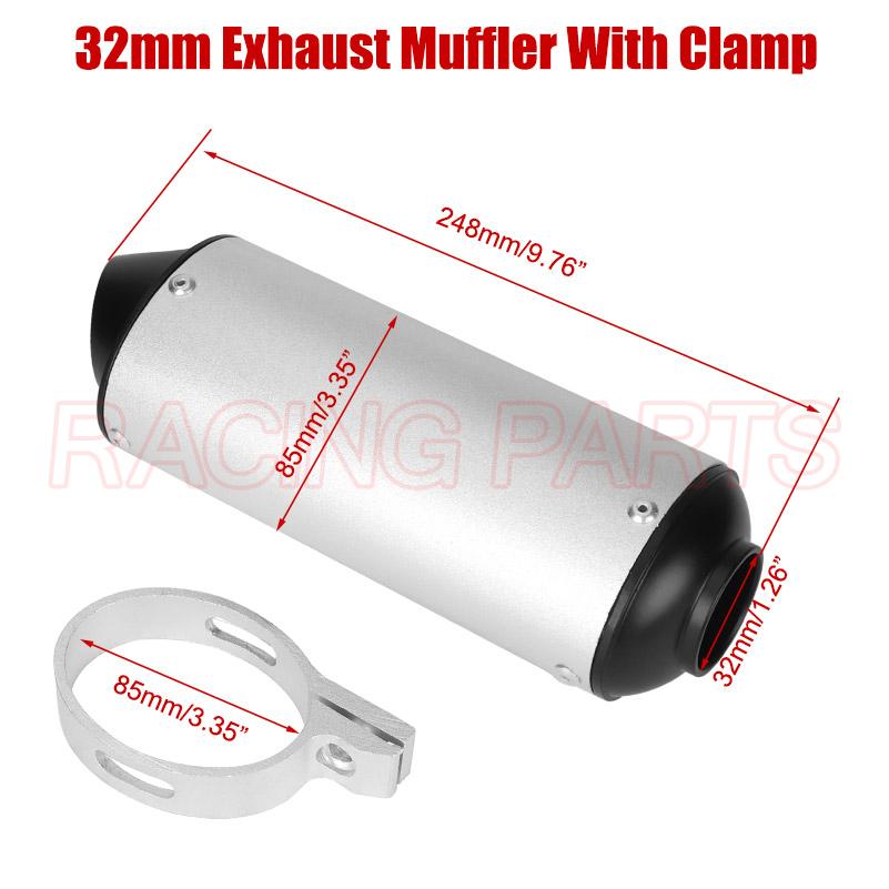 28MM 32MM 38MM Motorcycle Exhaust Muffler Escape Moto Tailpipe For 110 125 150CC Dirt Pit Bike ATV KAWASAKI