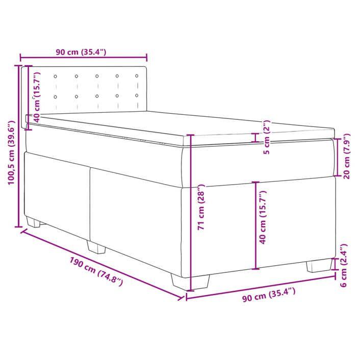 VidaXL Sommier à lattes de lit avec matelas Bleu foncé 90x190 cm, lit, lit à plate-forme, lit à panneaux, meuble de chambre 3286190