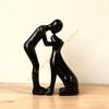 Man and Dog Statue Human Dogs Figurines Sculpture Modern Home Office Decors Friendship Remembrance Gift for Pet Lover 55KF