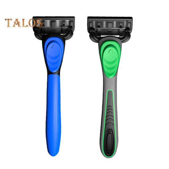 Manual Razor with 5 Blade Refills 7 Layers Stainless Steel Blade Rubber Handle Men Women Hair Beard Trimmer Remover Shaver Tool