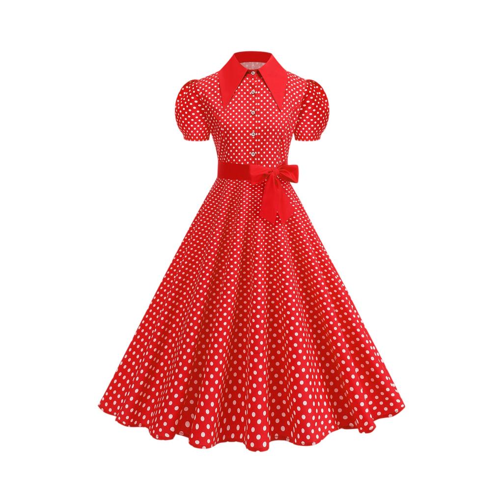 Women's Fashion Polka Dot Short Sleeve Dress