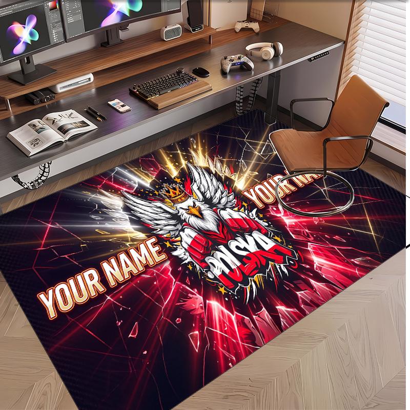 Personalized Crystal Velvet Carpet Poland Football Pattern Non Slip Floor Rug
