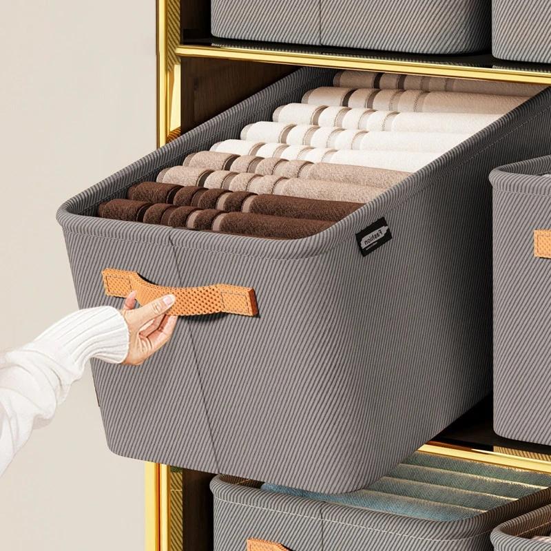 Household Clothing Pants Storage Box Foldable Large Capacity T-Shirt Sweater Storage Wardrobe Drawer Clothing Storage Box