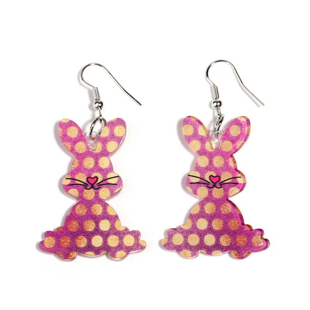 Easter Acrylic Rabbit & Carrot Dangle Earrings for Women - Cute Cartoon Design