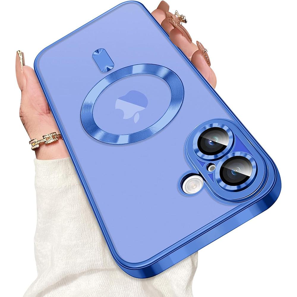 Luxury Plating Silicone Soft Case For iPhone 16E 16 15 14 13 12 11 Pro Max Plus Strong Magnetic Magsafe Clear Ultra Thin Cover