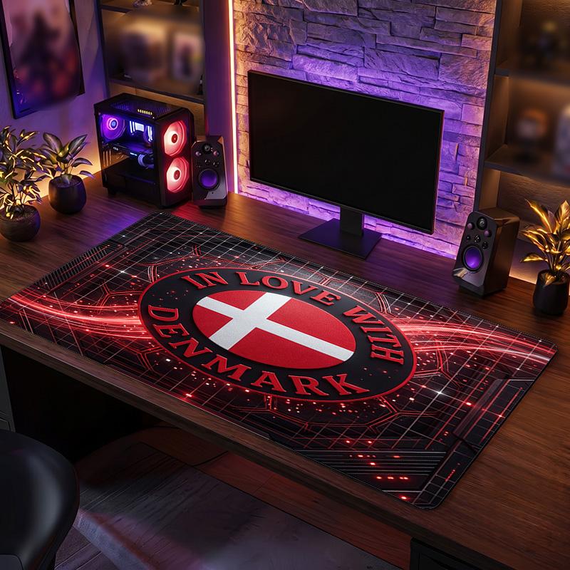 Denmark Football Crest Mouse Pad, Extended Non Slip Rubber Desk Mat for Gaming Office Laptop Fan Gift