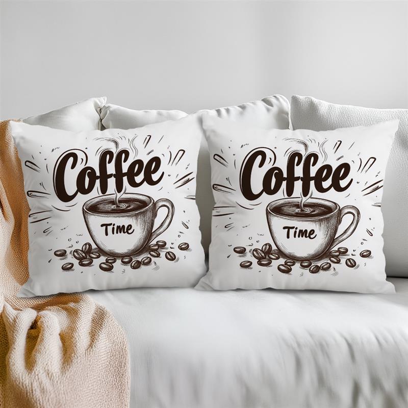 Coffee Time Pattern Decorative Cushions Pillowcase Polyester Cushion Cover Throw Pillow Sofa Decoration Pillowcover Home Decor