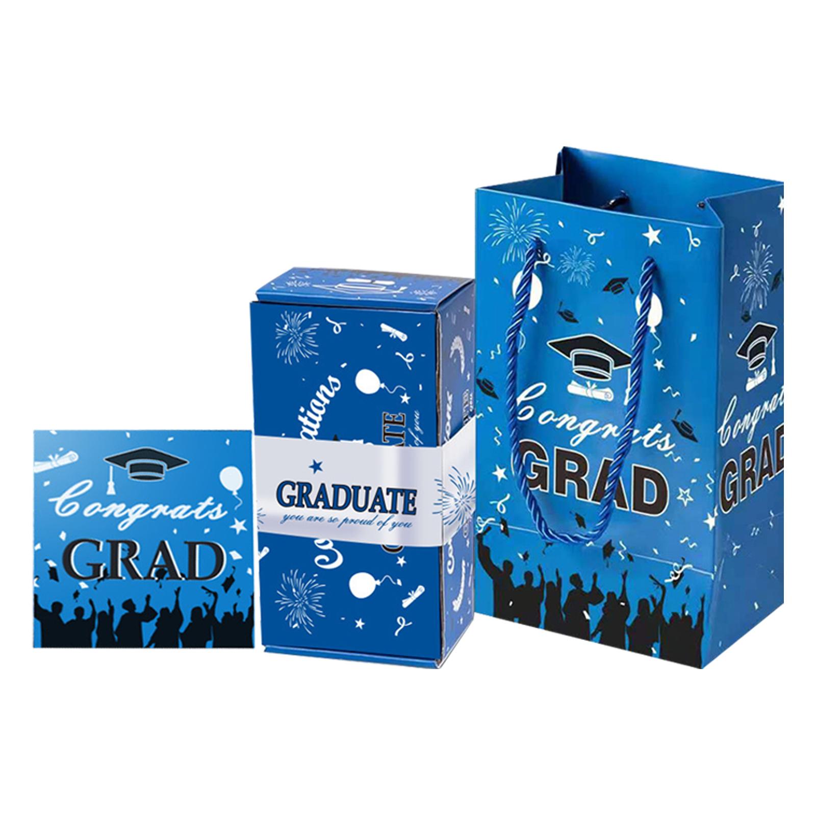 

Graduation Surprise Pop Up Gift Box with Card and Gift Bag for High School or College Graduation Party Celebration One Size синий