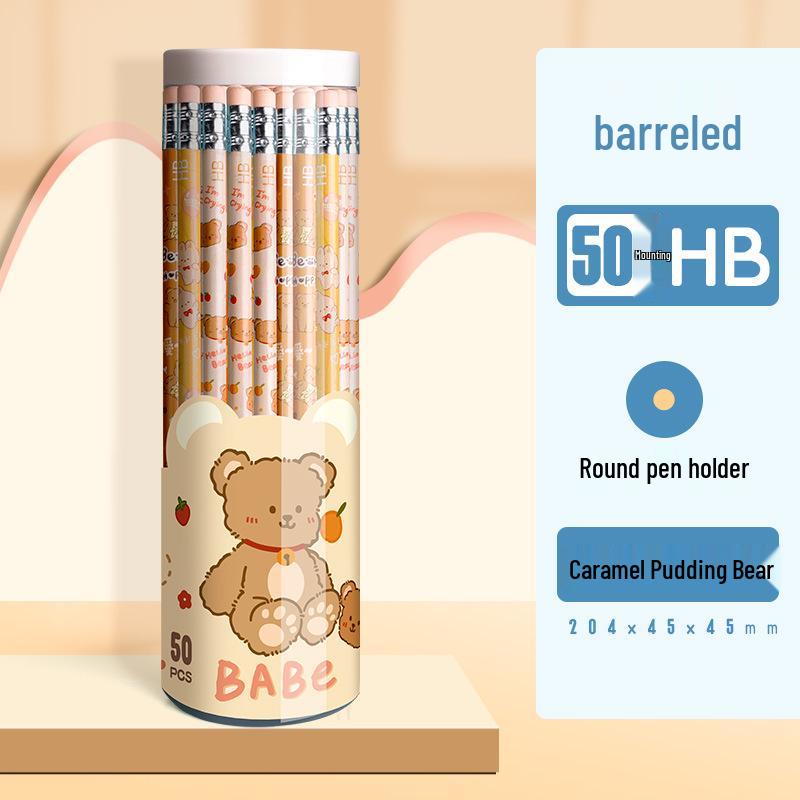 Kaba Bear Trojhranné dřevěné tužky pro děti – Kreslený design pro správný úchop pro žáky základních škol