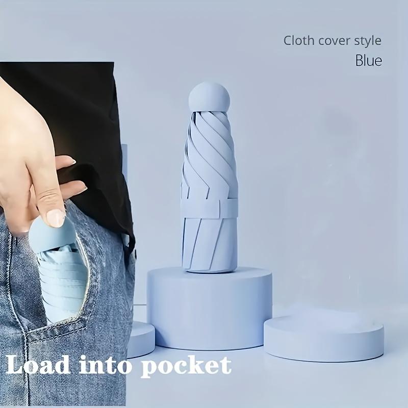 Mini guarda-chuva dobrável de cor sólida, 6 nervuras, casual, leve, durável, portátil, para homens e mulheres