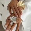 Metal Ginkgo Leaf Ring Gold Silver Color Fan-Shaped Finger Ring Knuckle Joint Ring  for Women Men