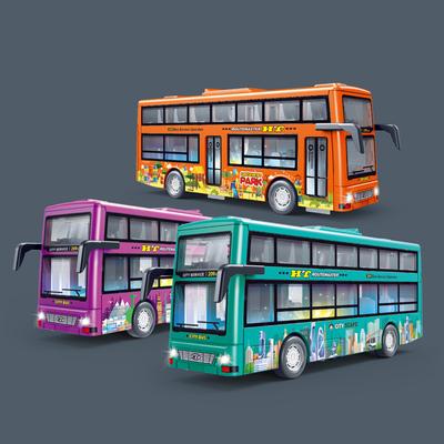 Alloy Single Section Bus Simulation Sound and Light Outdoor Sightseeing Double Decker Bus Toy Gifts