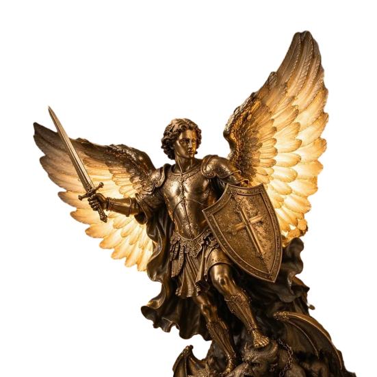 Luminária de Parede Arcanjo Miguel Resina Vintage LED Arandela Gótico Medieval Anjo Guardião Arte de Parede Decorativa para Quarto Sala de Estar Corredor