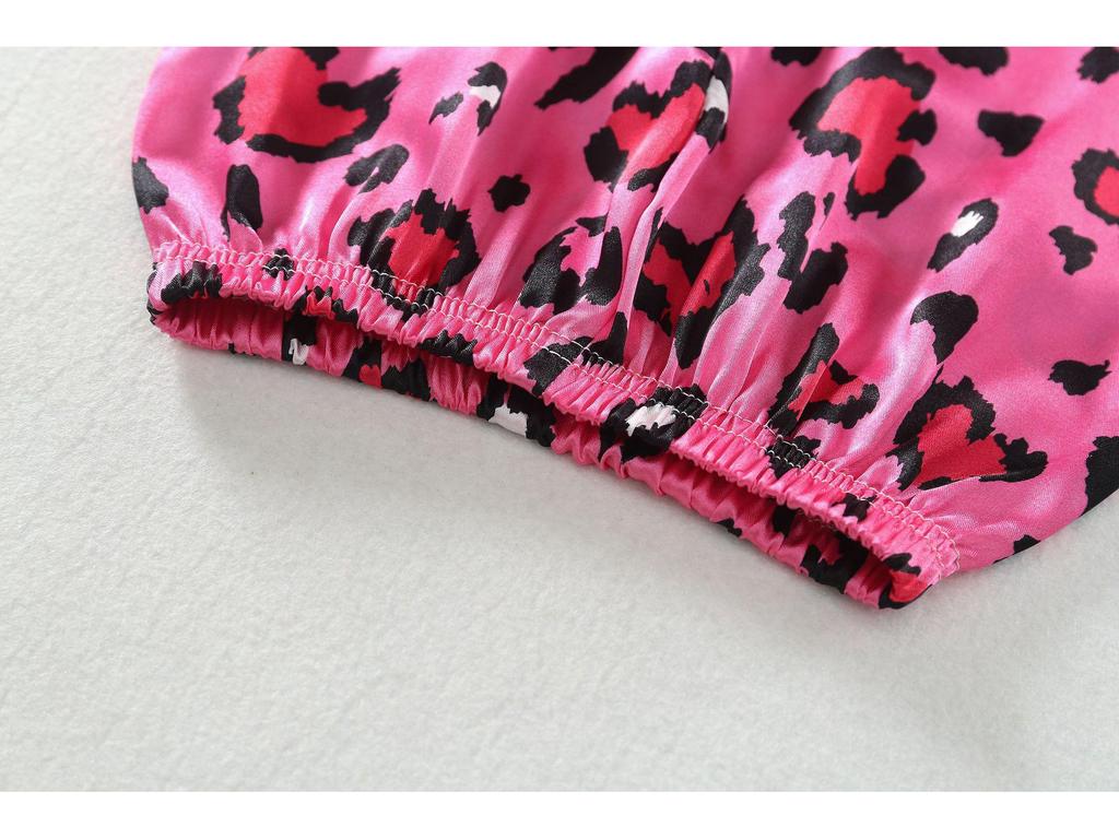Leopard Print Silk Pajama Set - Long Sleeve for Children (Spring to Autumn)
