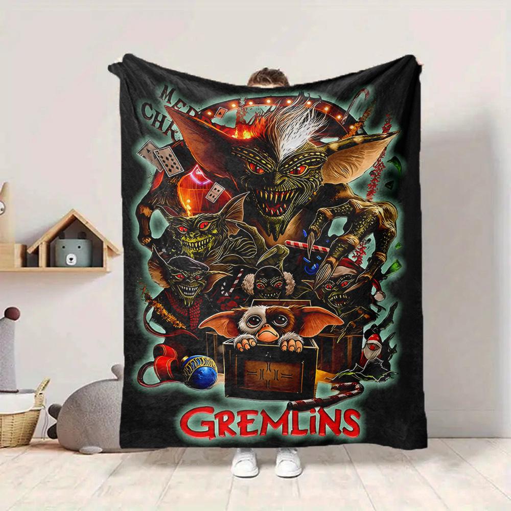 1pc Gremlins Blanket Lightweight Flannel Throw For Sofa, Bed, Travel, Camping, Livingroom, Office, Couch, Chair, And Bed