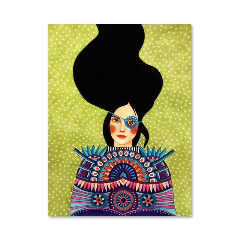 Abstract Retro Flowers Girls Hair Canvas Paintings Posters and Prints Nordic Wall Art Pictures For Living Room Home Decoration